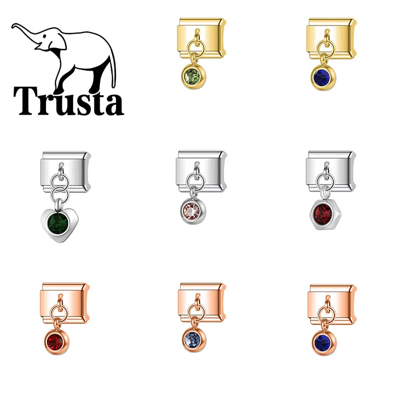 Trusta colorful Sparkling Zircon Pendant Bangle Charm bracelet italian Removable Accessories 1pc DIY Making Beads Gifts New N840
