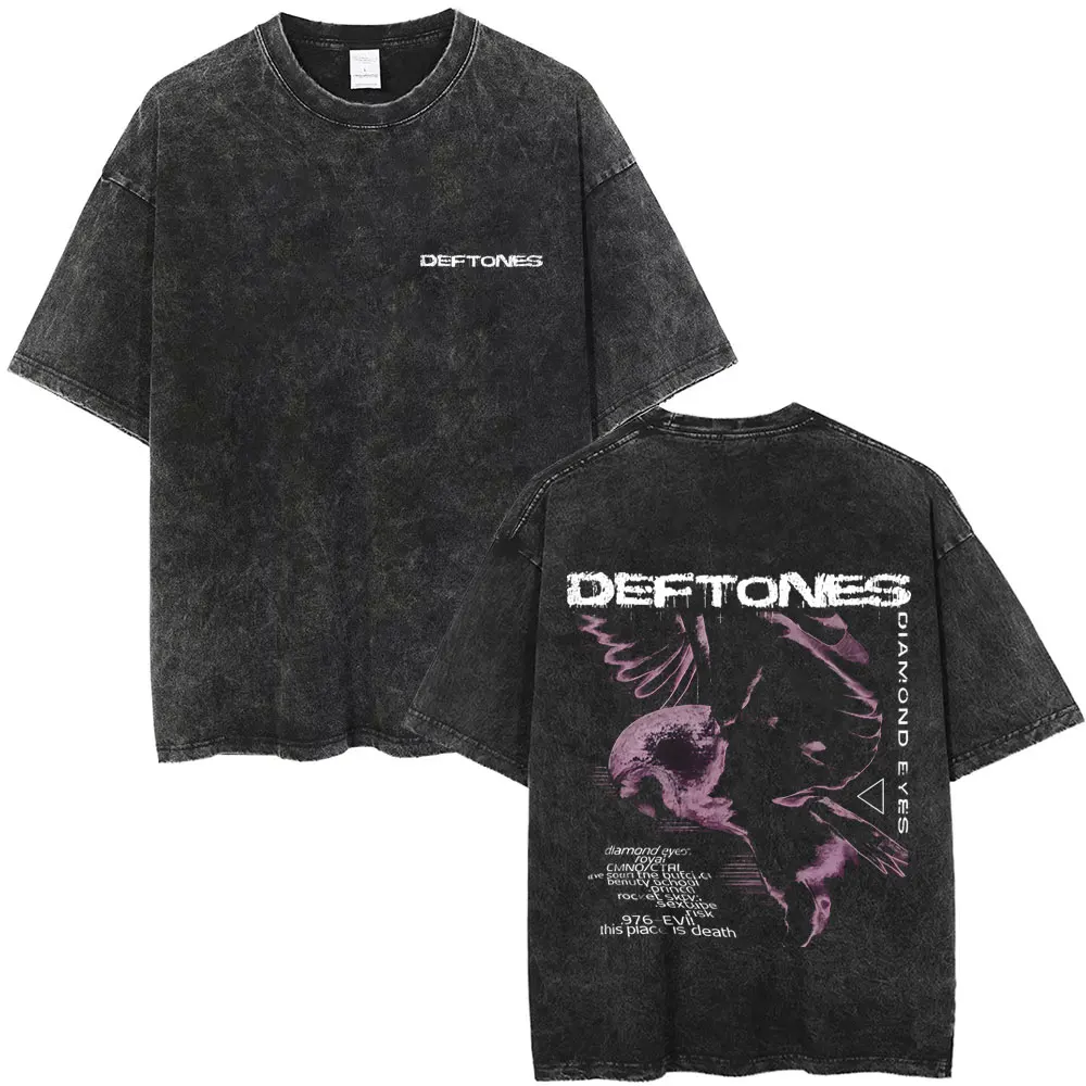 

Washed Vintage Deftones Diamond Eyes Album Graphic T-shirt Men Women Retro Gothic Rock T Shirts Male Oversized Tshirt Streetwear