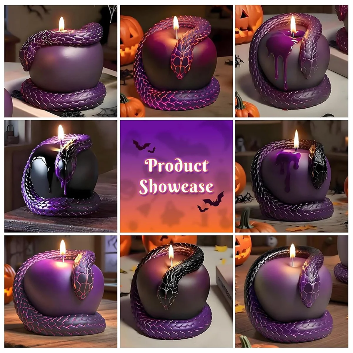 SSR Moldes de silicona para Halloween, moldes para velas de serpiente, molde de resina Taboo 3D para velas perfumadas, jabones, cera