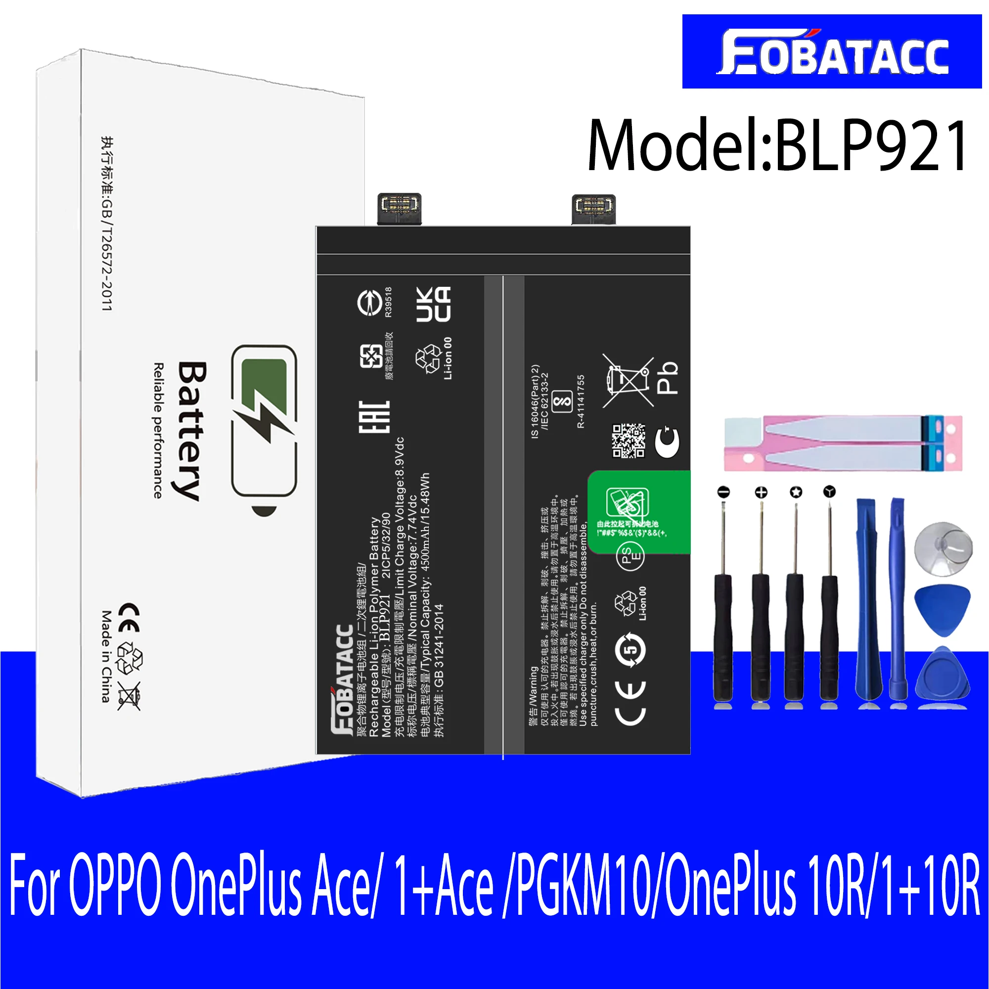 EOTABACC 100% New Original Battery BLP921 For OPPO OnePlus Ace/ 1+Ace /PGKM10/OnePlus 10R/1+10R Battery +Tools