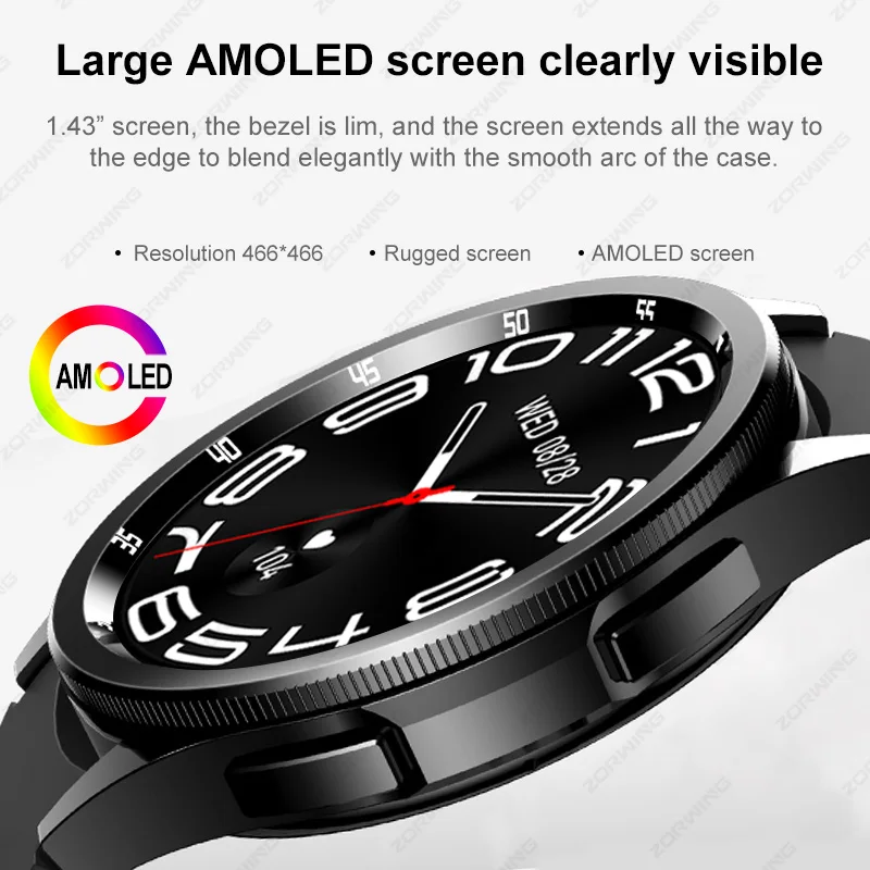 JS Watch 6 Max 클래식 AMOLED 스마트 워치 남녀공용 회전 베젤 심박수 혈압 나침반 스포츠 모드 스마트워치, 신제품