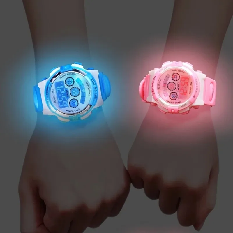 Children\'s  Luminous Electronic Watches LED Colorful Waterproof Digital Sports Watches for Boys Girls Creative Kids Clock Gift