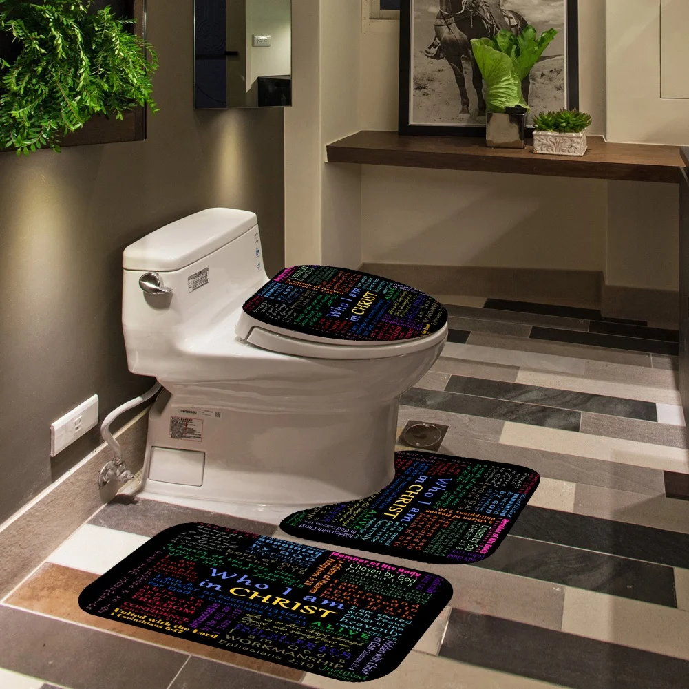 4 قطعة مجموعات ستائر الحمام دش مقاوم للماء مع حصيرة حمام الركيزة حصيرة غطاء غطاء المرحاض 12 الطوقوف مجموعات آلة قابل للغسل