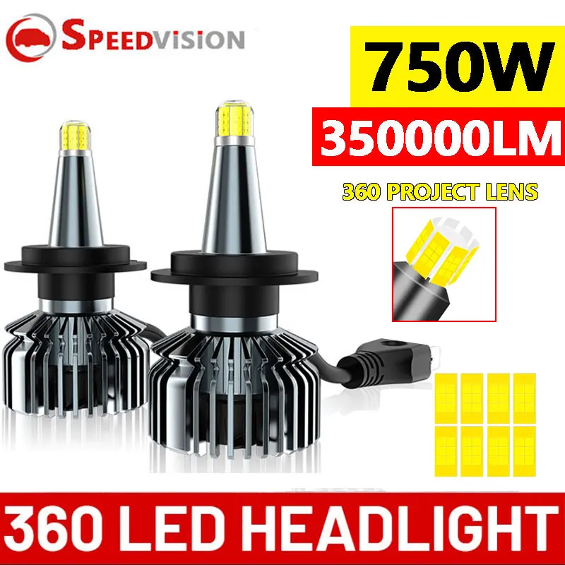 

H7 LED CANBUS 360 для линз проектора 350000 LM H11 H1 H4 LED H8 Лампы для фар HB3 9005 HB4 9006 Hir2 9012 Светодиодные противотуманные фары 6000K