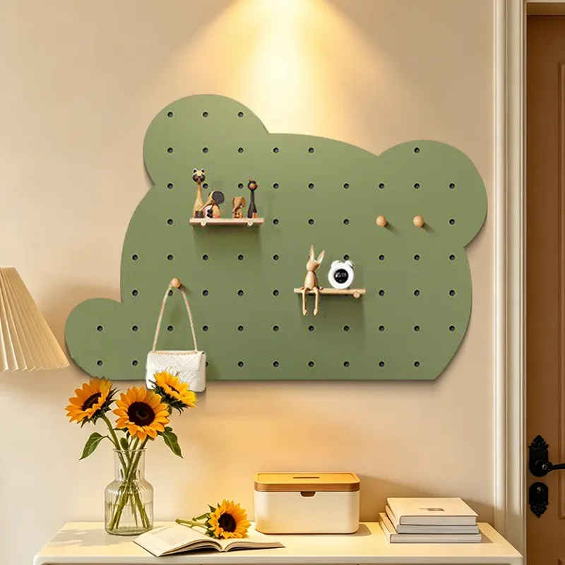 Solid Wood Panda Bear Hole Board Shelf for Behind Door Electric Box Blocking Entrance Cover Decorative Wall Mounted Storage
