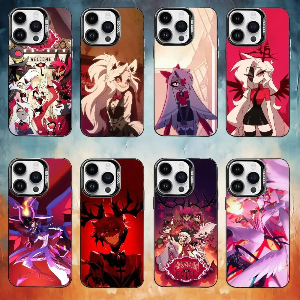 

Hazbin Anime H-Hotel Phone Case For iPhone17,16,15,14,13,12,11 Plus,Pro Max Black Candy Matte Shockproof Cover