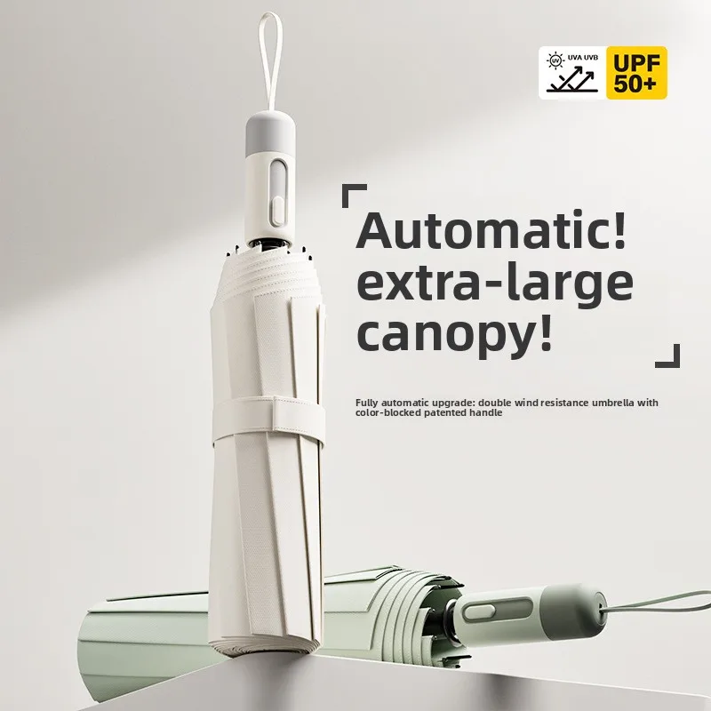 

Полностью автоматический складной зонт, прочный и ветроустойчивый, подходит как для солнечных, так и для дождливых дней, зонт от солнца, парасолька.