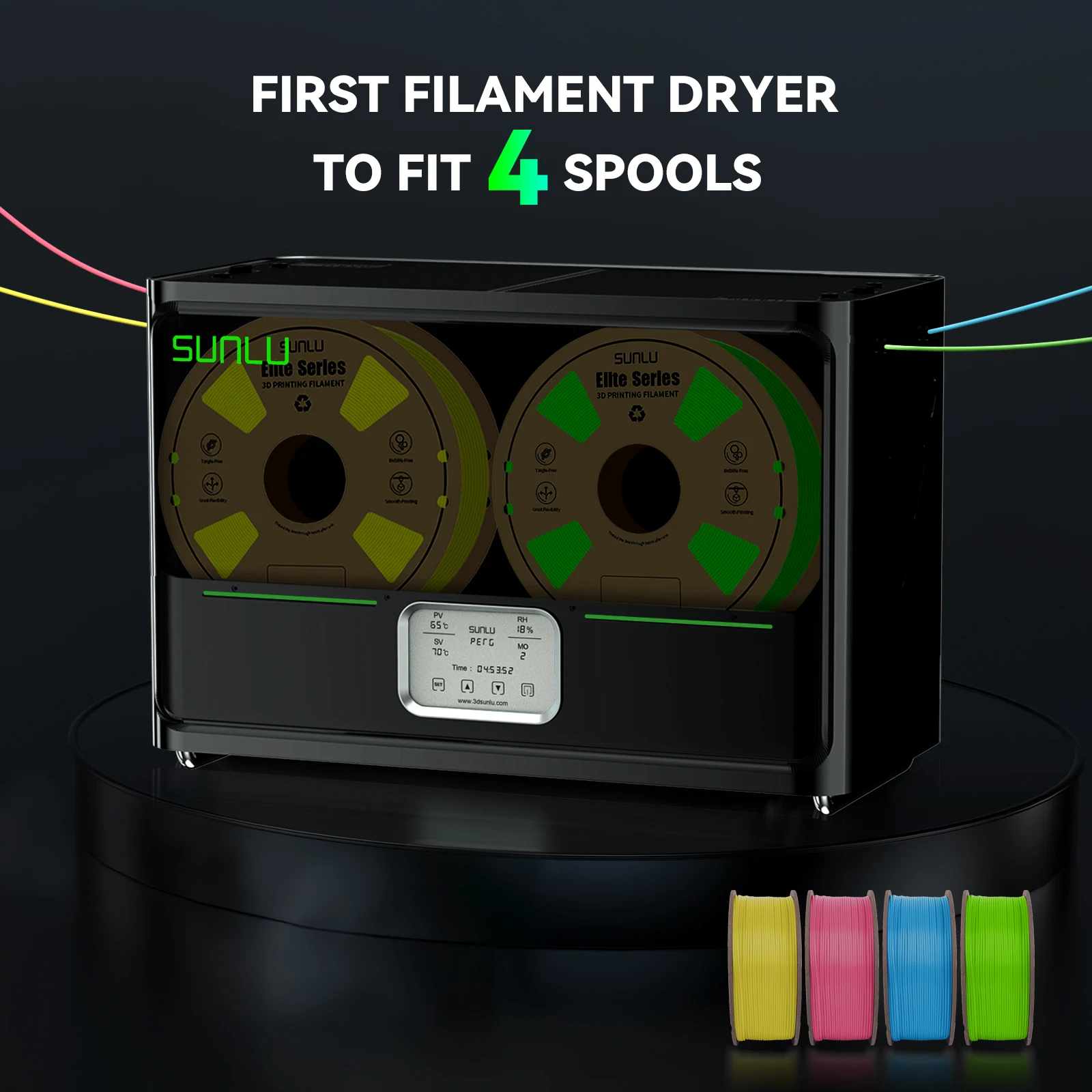 SUNLU S4 Filament Dryer Box, Upgrade 4 Spools Filament Storage Dehydrator with Temperature Balance/Fast Heating