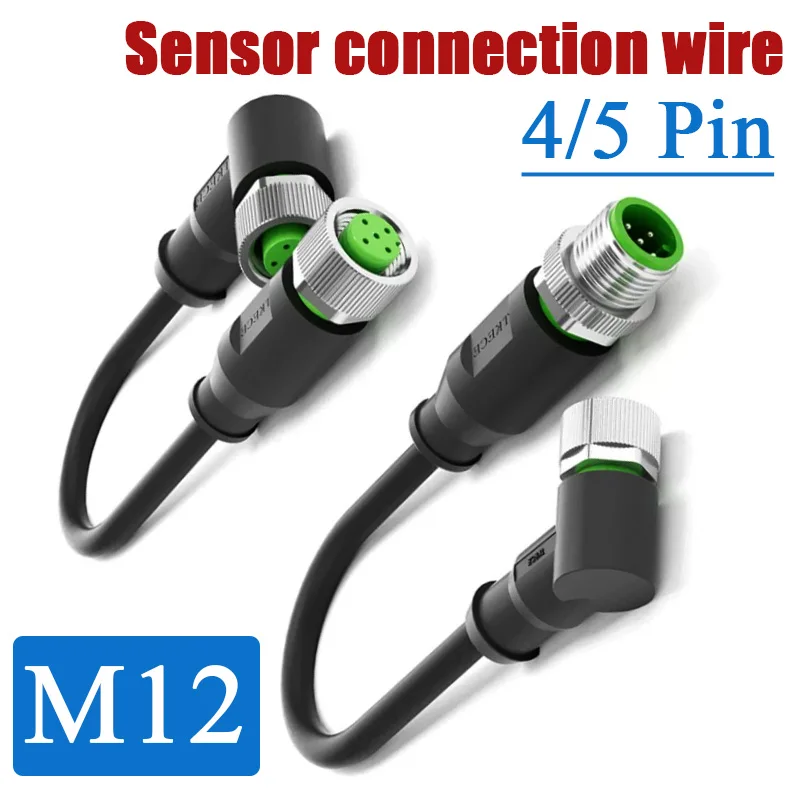 M12 Male to Female Connection Cable M12 Male Female 4/5 Pin Double Head Plug in type Extension Cable Waterproof Sensor Connector