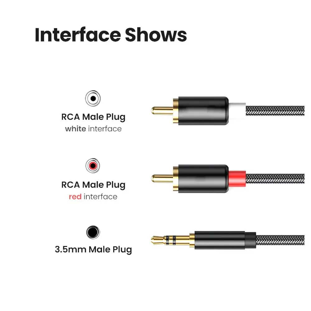 1M/3Ft 1/8 TRS do podwójnego kabel RCA 3.5mm AUX do RCA R/L przejściówka rozgałęziająca przewód Stereo do MP3 PC telefon wzmacniacz kina domowego