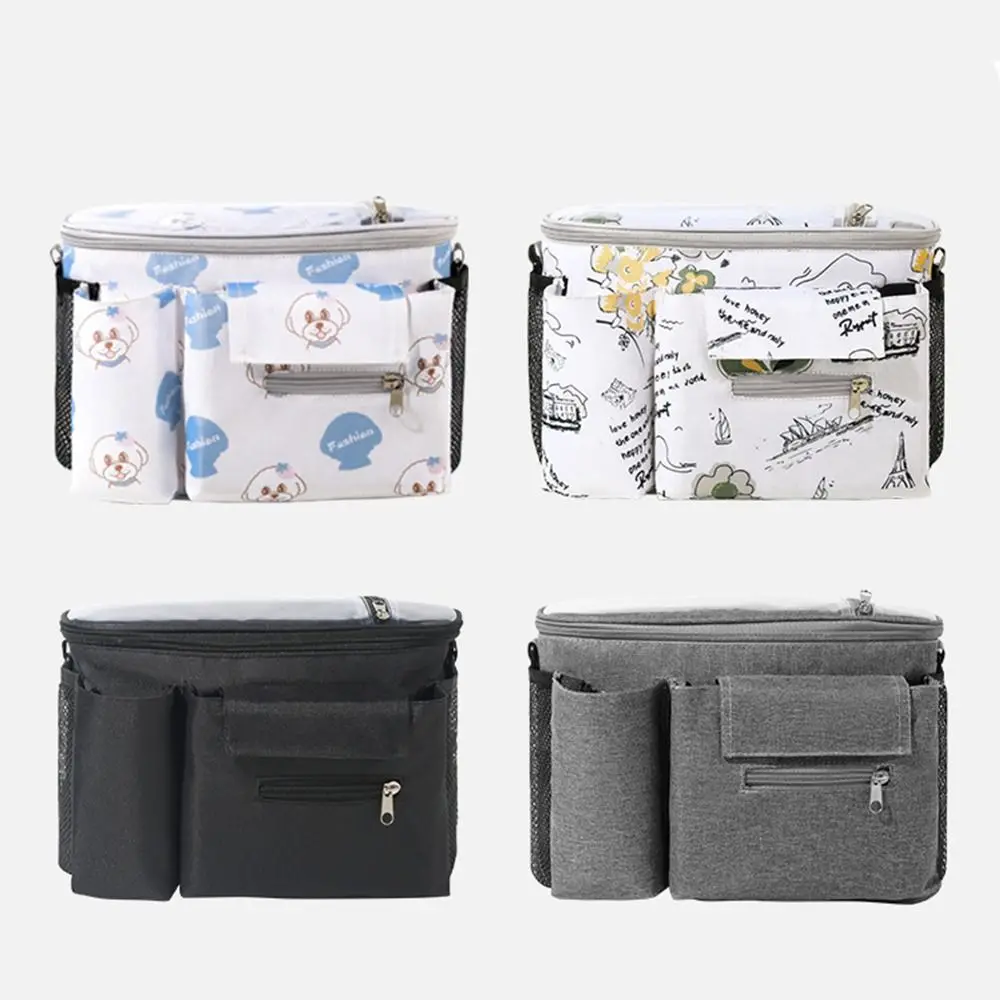Multifunction Baby Pram Organizer Oxford Cloth Waterproof Baby Stroller Hanging Bag Large-capacity Diaper Bottle Storage