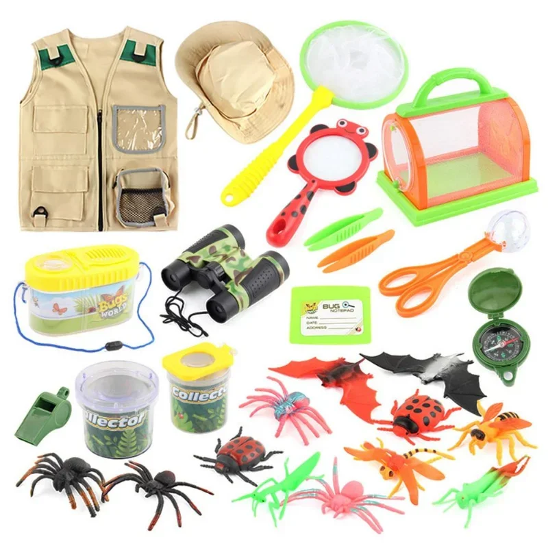 Kids Outdoor Explorer Kit Outdoor Adventure Camping Toys for Kids Vest Hat Bug Catching Kit Adventure Nature Exploration Toys