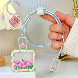 Flower Cherry Charger Protector For Apple 18W/20W Charger Adapter Case Cable Wrap Anti-break Cord Cover For iPhone 12 13 14 Pro