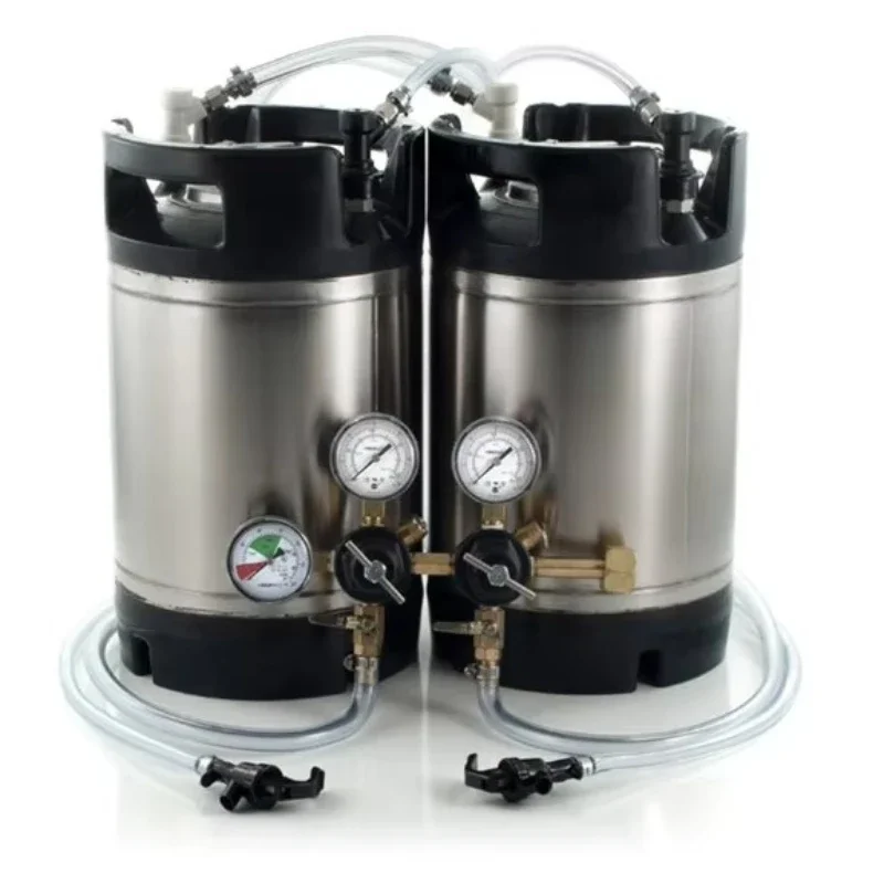 

Ball lock stainless steel beer barrel system with picnic faucet and two-body regulator for home brewing