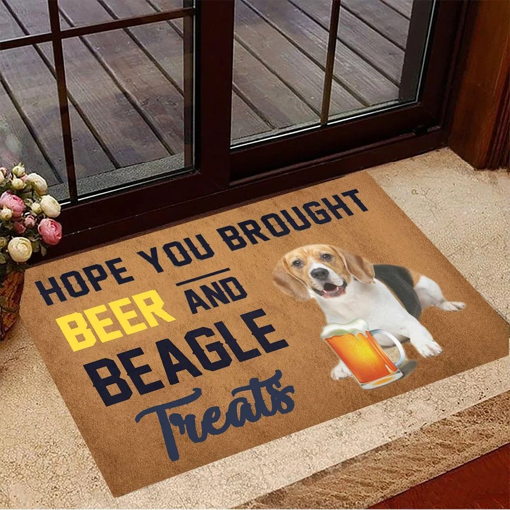 CLOOCL Hope You Brought Beer And Beagle Treats Doormat Funny Dog Doormat Gifts For Beagle Lovers 3D Print Carpet Mat Home Decor