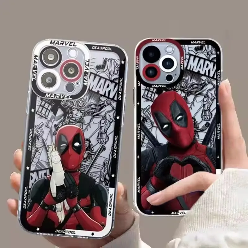 Интересный прозрачный силиконовый чехол Marvel Deadpool для Samsung Galaxy S24 S23 S22 Ultra S21 S20 FE Note 20 10 Plus A15 A25 A35 A55