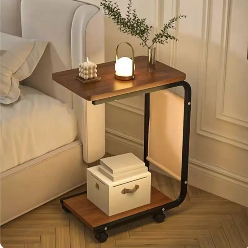 Side table, small coffee table, movable living room, sofa, side corners, pulleys, mini tea table, minimalist bedroom,End Tables