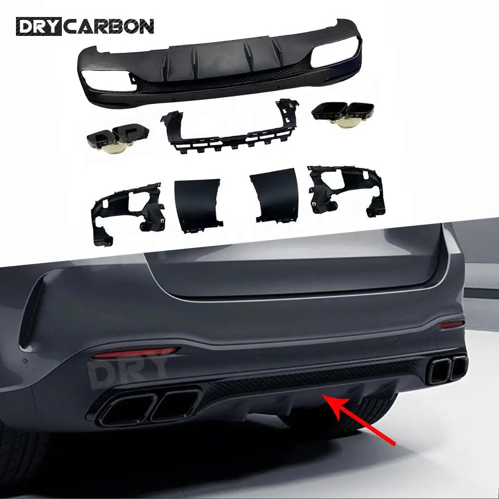 Rear Diffuser Lip Spoiler Bumper Exhaust Muffler Tips Accessory Body Kits for Mercedes Benz GLE W167 GLE63 AMG 2020+