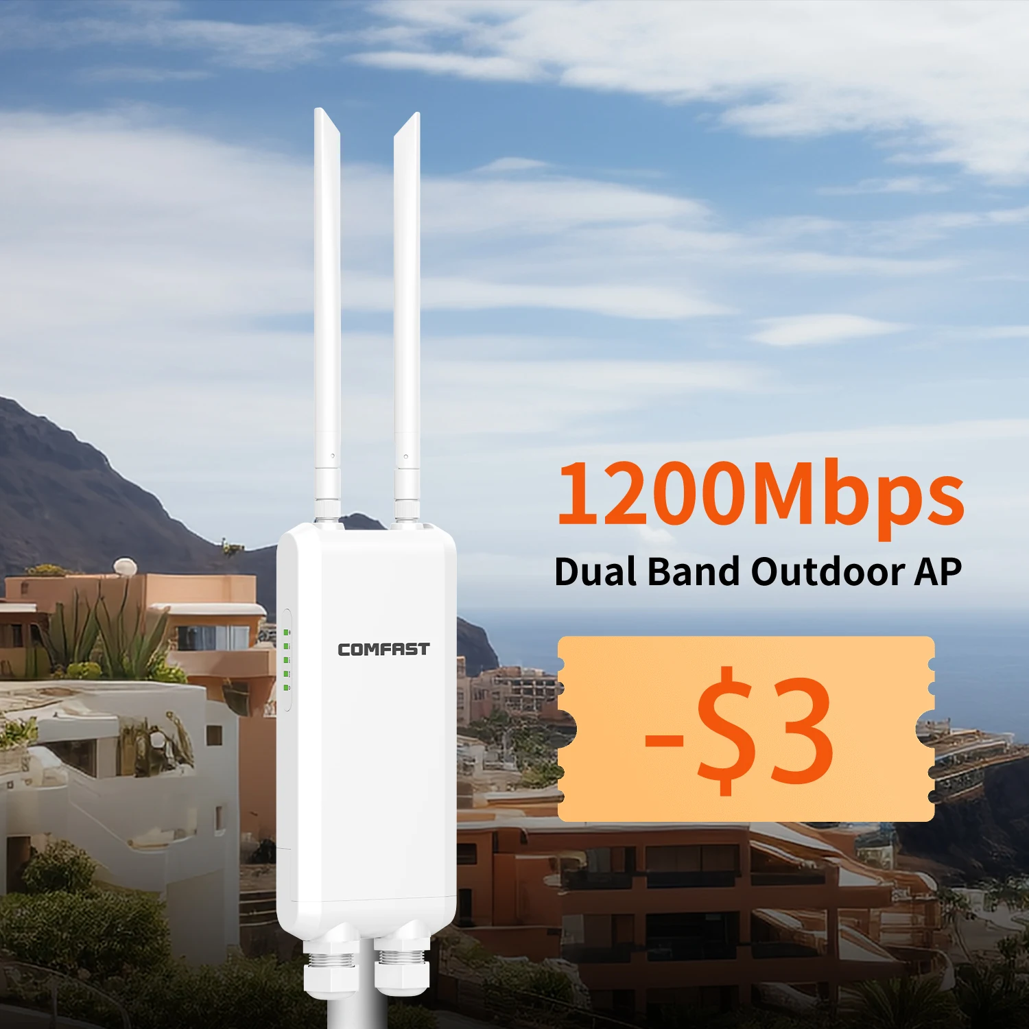 1200Mbps WiFi al aire libre AP/enrutador Wi-Fi extensor de señal de largo alcance amplificador Gigabit 2,4G/5GHz repetidor de punto de acceso