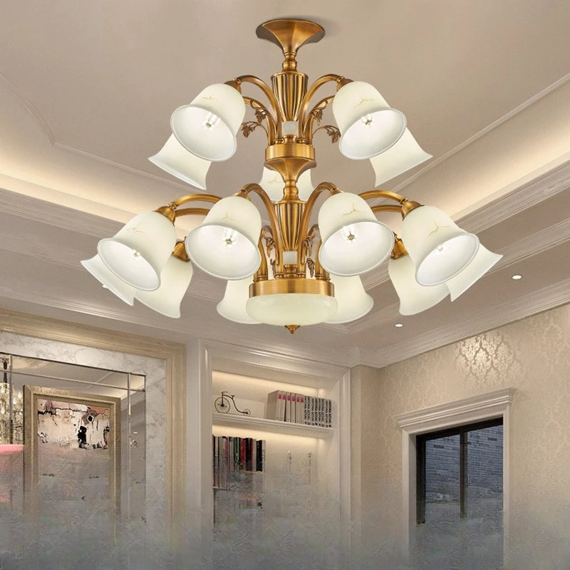 

Atmospheric American chandelier All copper dining room Bedroom light Modern minimalist