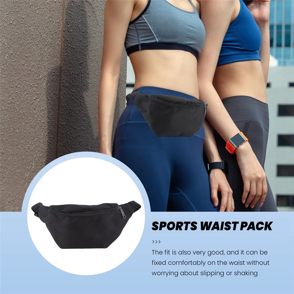 ABQR Bag Fanny Pack Hip Waist Festival Money Pouch Belt Wallet Sport Holiday Kids Black