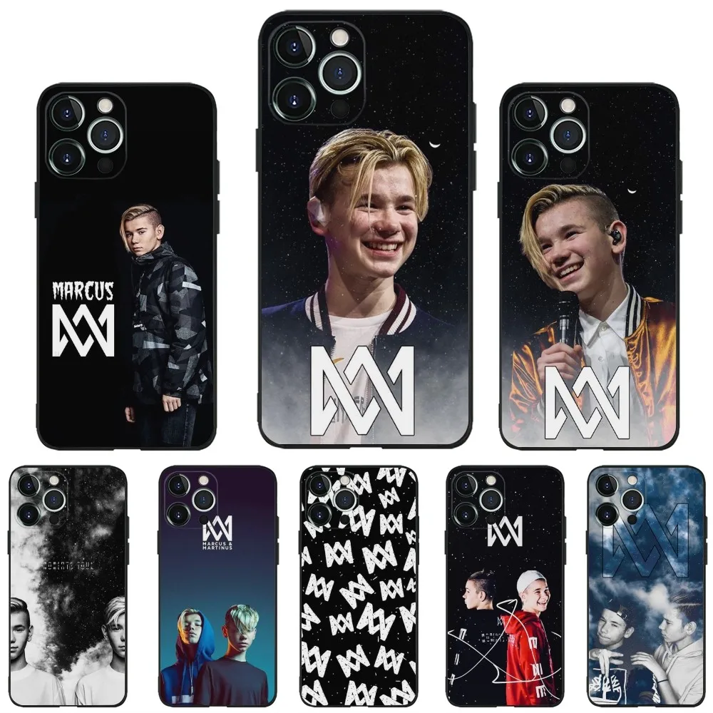 M-Marcus And M-Martinus Singer Phone Case For iPhone 16,15,14,13,12,11,Plus,Pro Max,XS,X,XR,SE,Mini,8,7 Soft Silicone Black Cove