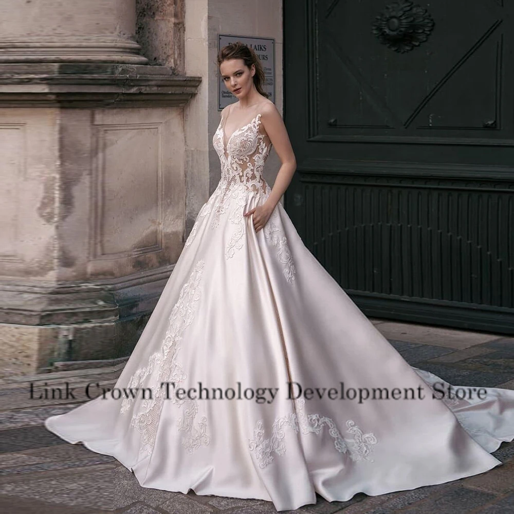 Spaghetti Straps Wedding Dresses with Pocket Sleeveless Champagne Bridal Vestido De Novia Exquisite New Robe De Summer