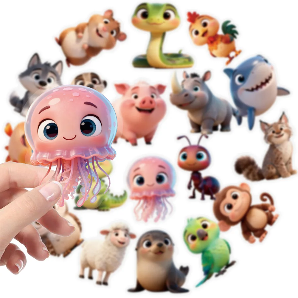 

56PCS Cute Animal Stickers | Cartoon PET Transparent Waterproof Decals for Toys, Laptops, Phones, Water Bottles & Notebooks
