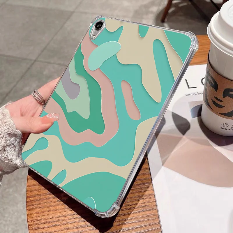 Green Heart-shaped Wave Texture Tablet Case For Samsung Galaxy Tab S9 FE 2023 S8 S7 11 FE Plus A8 10.5 A7 A9 S6 Lite Soft Cover