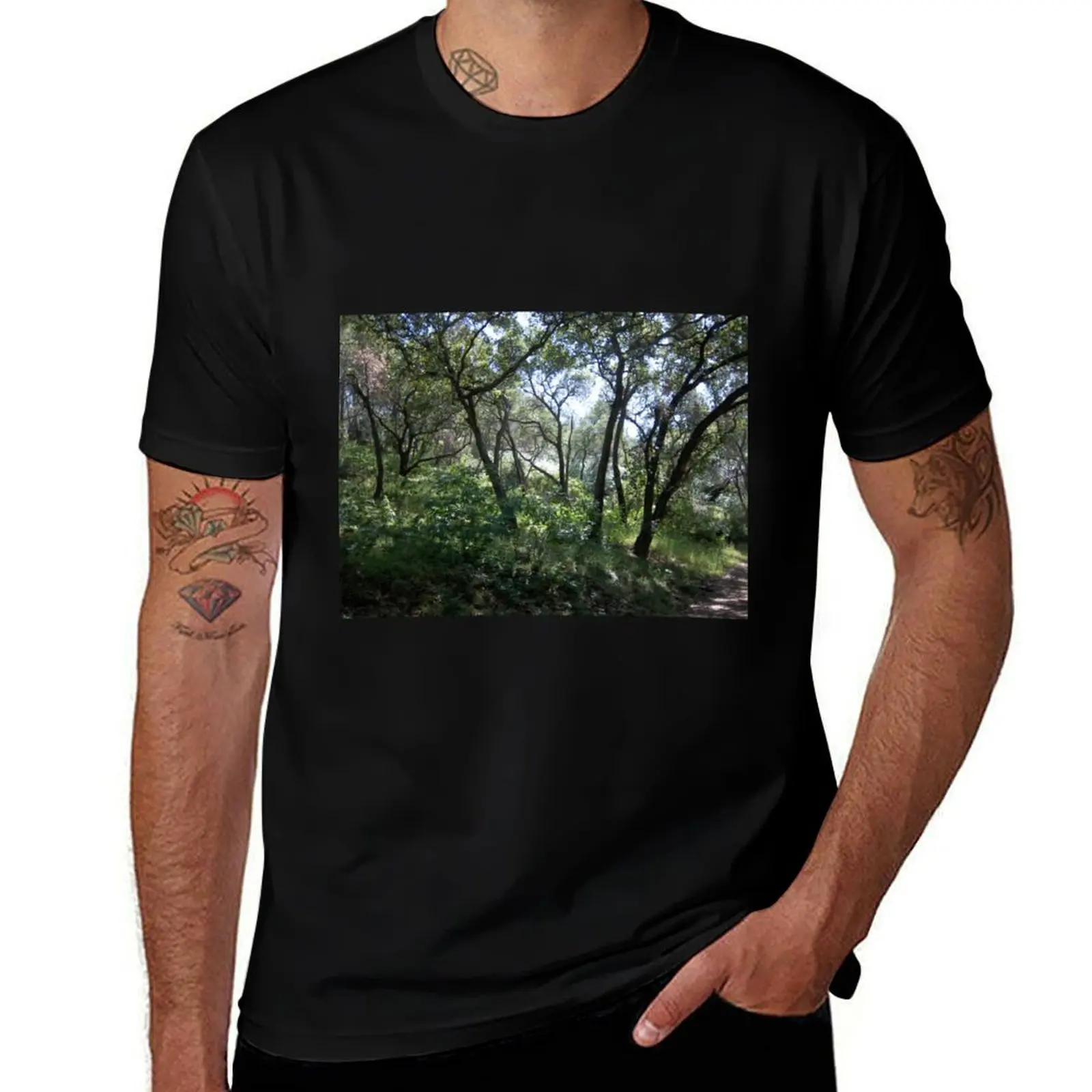 

Dark Thin Trees on mountainside T-Shirt shirts graphic tees anime tshirt summer 2025 shirts men