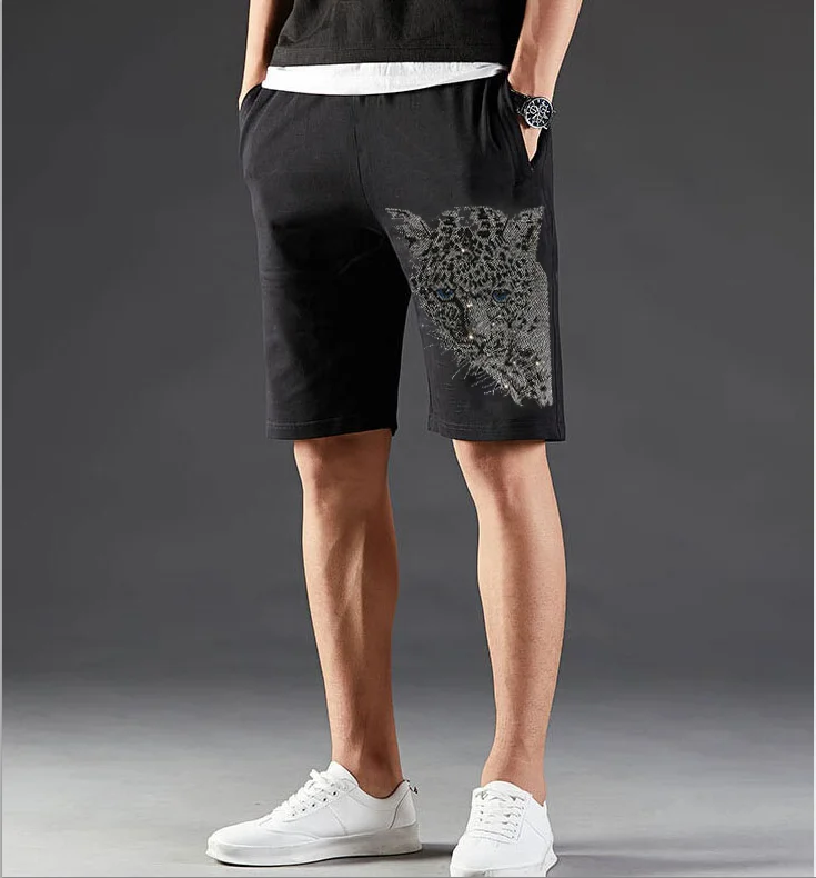 Men's Rhinestones Drill Joggers Shorts Fitness  Anime Short Pants Male Glitter Running Trunks Hot Summer Trend