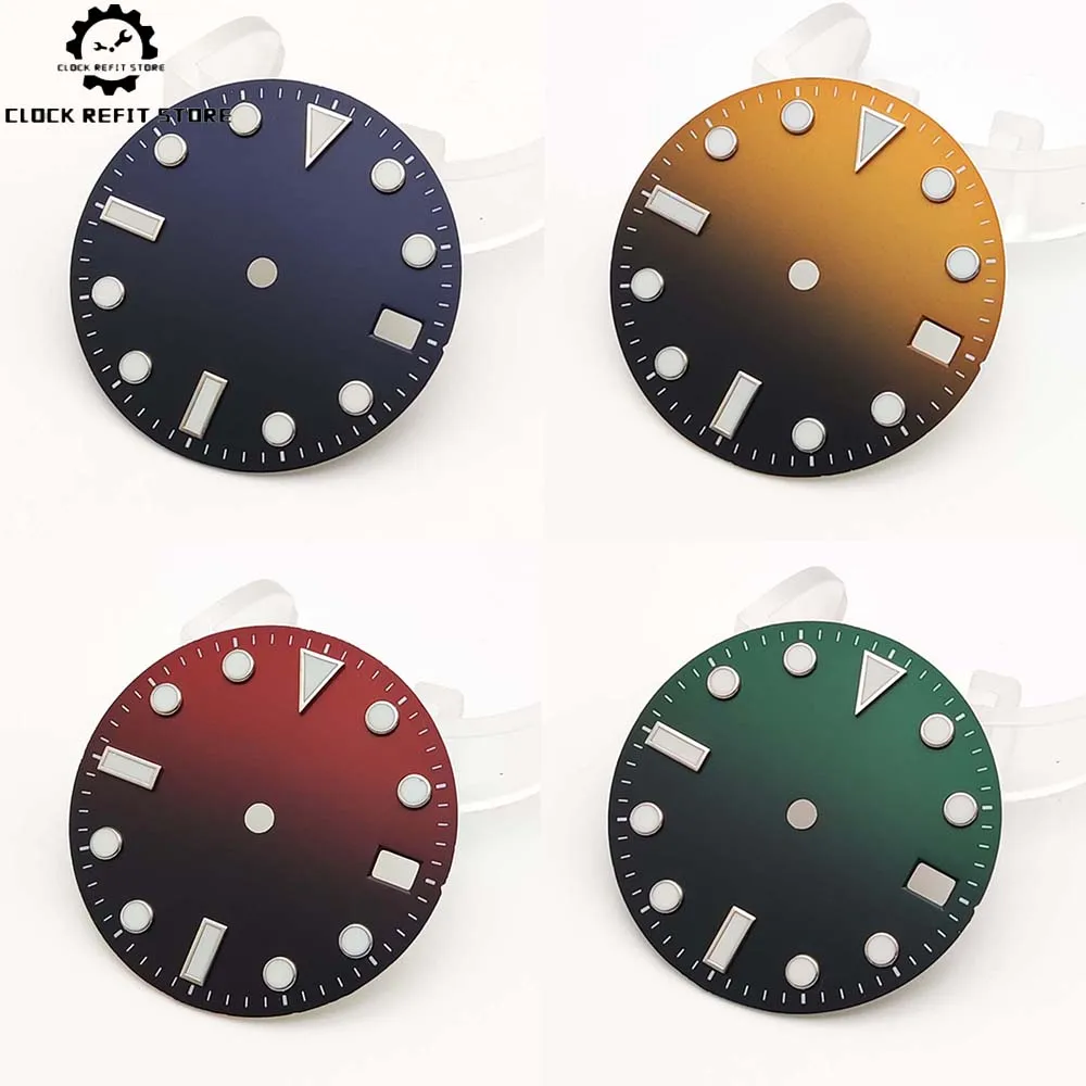 28.5mm NH35 gradient color dial luminescent index watch accessory fit NH35 movement men's watches dial