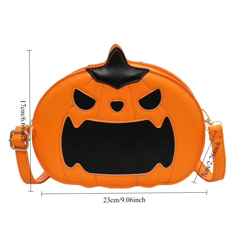 Halloween engraçado abóbora saco cor contrastante crossbody sacos na moda e personalizado bolsa de ombro feminina dos desenhos animados saco do mensageiro