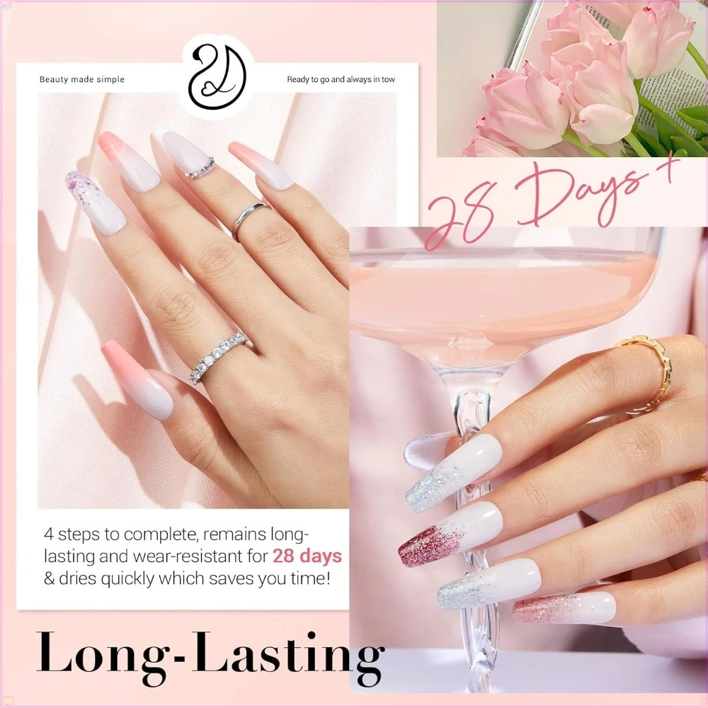 Kit per unghie in polvere con trapano elettrico per unghie, 24 colori Kit per polvere per unghie con glitter rosa nudo Set essenziale per manicure francese per nail art