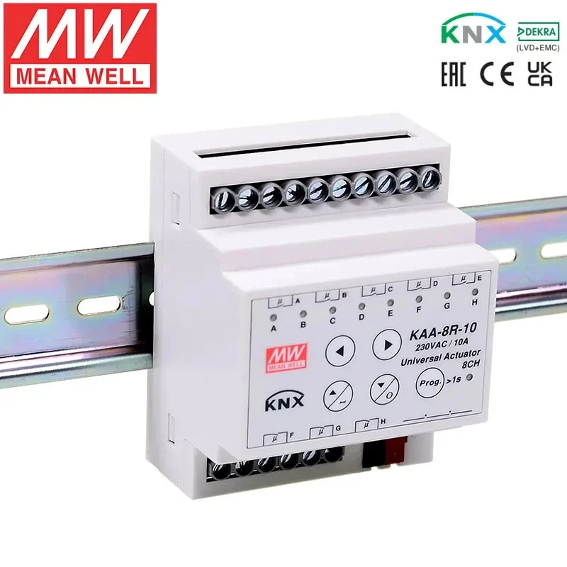 

Mean Well KAA-8R-10S KAA-8R-S MEANWELL 10A 16A 8 Channel Universal EIB KNX Actuator for Lighting Building Automation