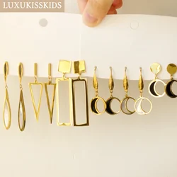 LUXUKISSKIDS Korean Style Round Square Geometric Dangling Earrings For Women's Long Drop Pendients Trendy Steel Jewelry Aretes