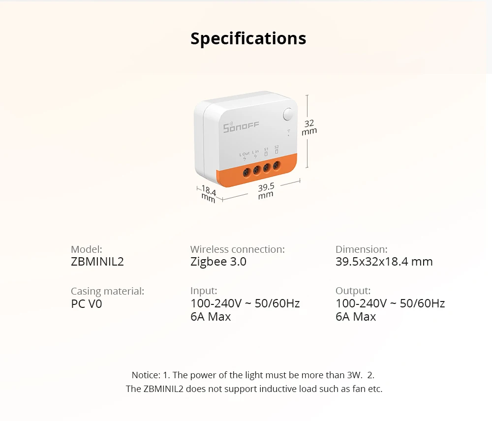 SONOFF Zbmini-l2 Zigbee 3.0 No Neutral Wire Required Smart Switch Zigbee Module Via eWelink APP Work With Zigbee Bridge ZBDongle