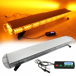 47 Inch LED Amber Rooftop Emergency Strobe Lights Bar w/ Alley Light Flashing Hazard Police Emergency Warning Lighting 12V 24V