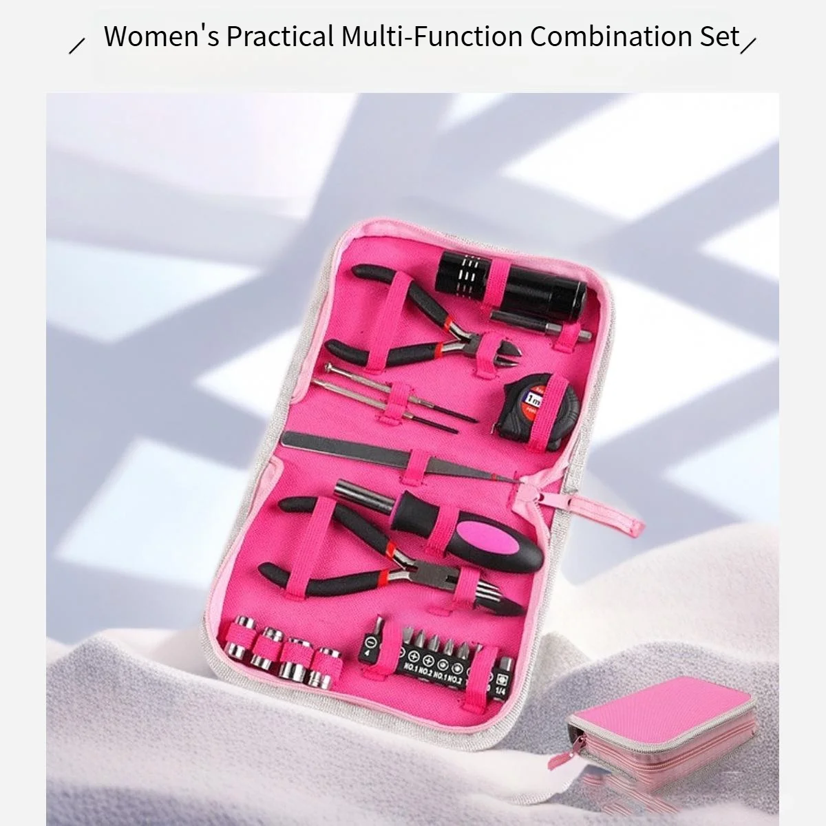 

Женский автомобильный набор инструментов из 23 предметов, розовый комбинированный набор инструментов, набор инструментов для бытового ремонта, оптовая продажа