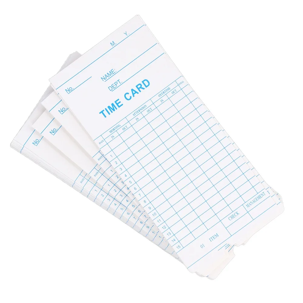 100Pcs Clear Paper Time Clock Card Lightweight Dual Sided Employee Time Card Practical Attendance Time Card For Company