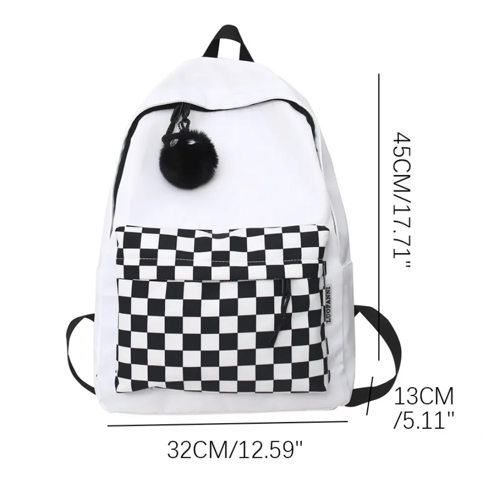 Fashion Plaid Backpack Waterproof Leisure Shoulder Bag Unisex Laptop Bookbag Travel Rucksack