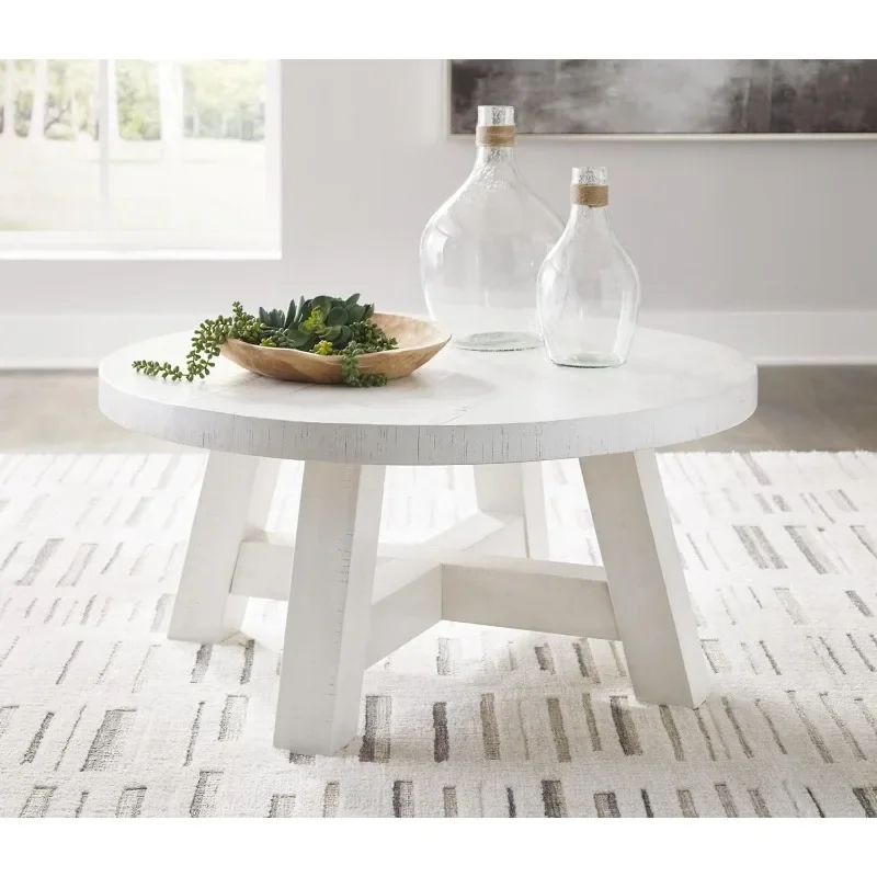 Coffee Table Made with Pine Solids, Thick Distressed Pine Veneer and MDF Substrate