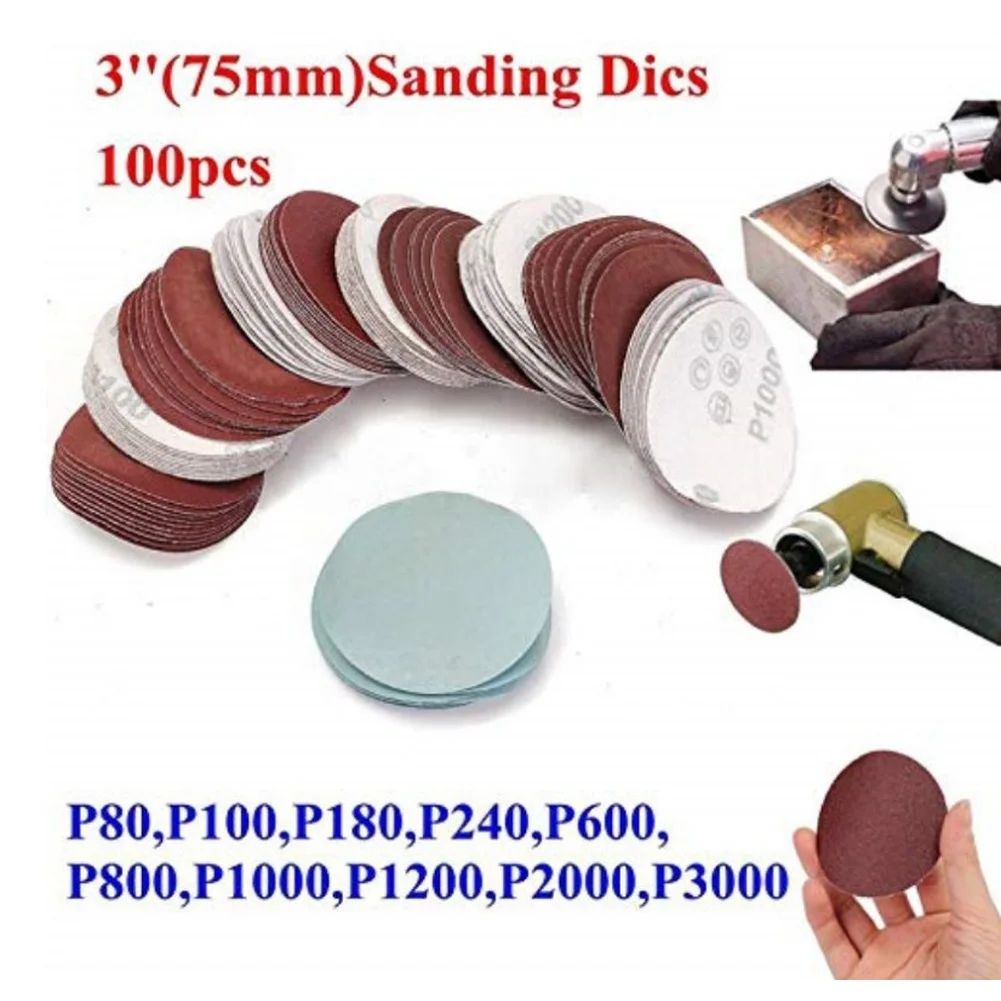 Aluminum Oxide 3 Inch Sandpaper Discs Hook-Loop Sanding Pads For Woodworking Metalworking And Automotive Polishing