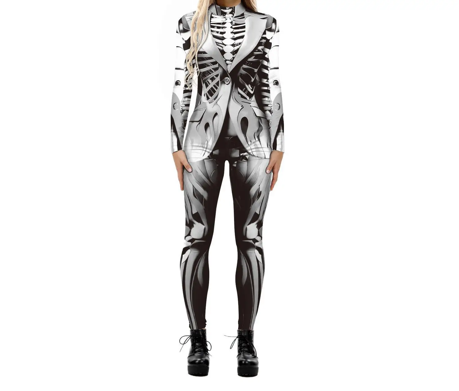 Unisex 3D Impressão Digital Halloween Party Role Play Outfit, Traje Cosplay, Macacão Carnaval, Cyber Punk, Mulheres, Homens