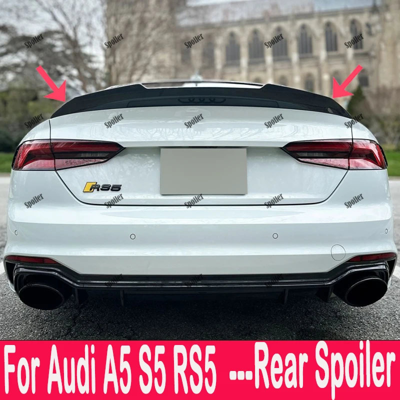 Car Spoiler For Audi A5 S5 RS5 B9 2-4Door 2017-2024 Coupe Sportback PSM Style Forged Real Carbon Fiber Trunk Wing - view 3