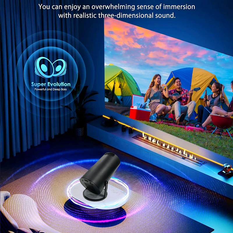 Mini Projetor HY300 para Experiência de Home Theater, Alta Definição, Ultra-Portátil, Wi-Fi e Bluetooth, HD, 1080P, 4K, Habilitado