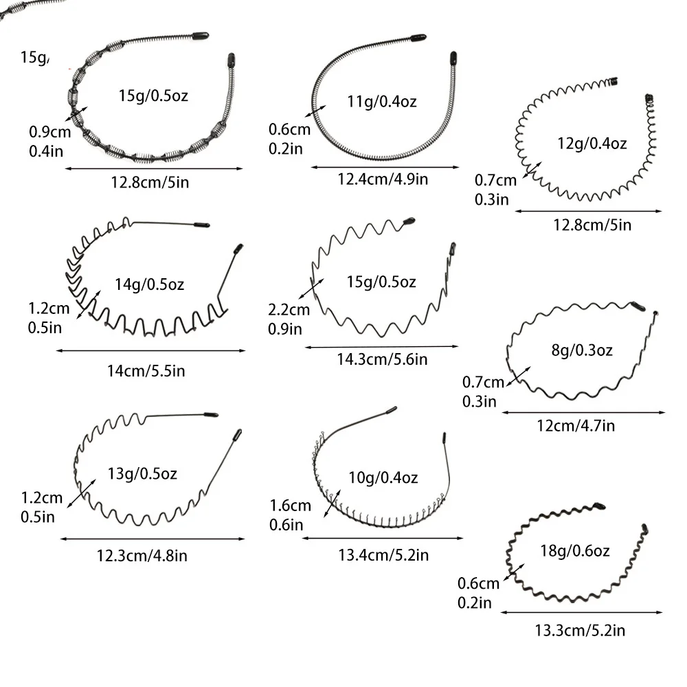 Cerchio per capelli a molla ondulato in metallo Unisex nero antiscivolo fasce per sport all\'aria aperta per donna uomo accessori per capelli fascia