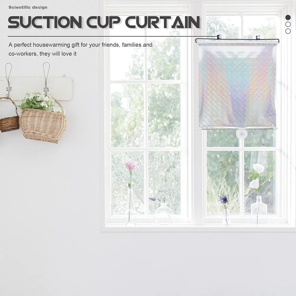 Nail-Free Suction Cup Household Kitchen Roller Shade Blackout Window Curtain Uv Protection Sun Block Privacy Window Shades
