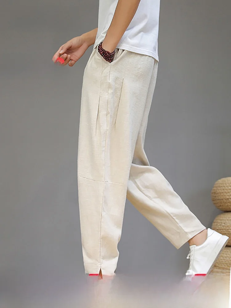 Sllavif High-End Linen Men's Summer Thin Sporty Casual Pants Cotton-Like Comfortable Harlan Trousers Fashionable City Wear