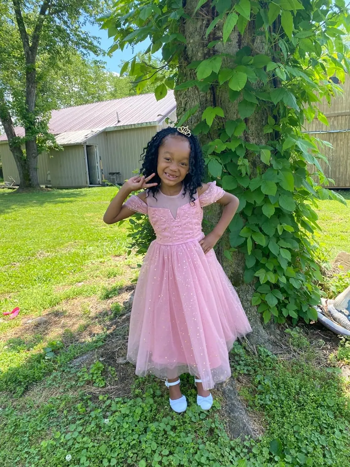 فستان الأميرة المتلألئ من التول فساتين بناتي الزهور بكتف بارد طويل على شكل حرف A لحفلات الزفاف فستان فتاة